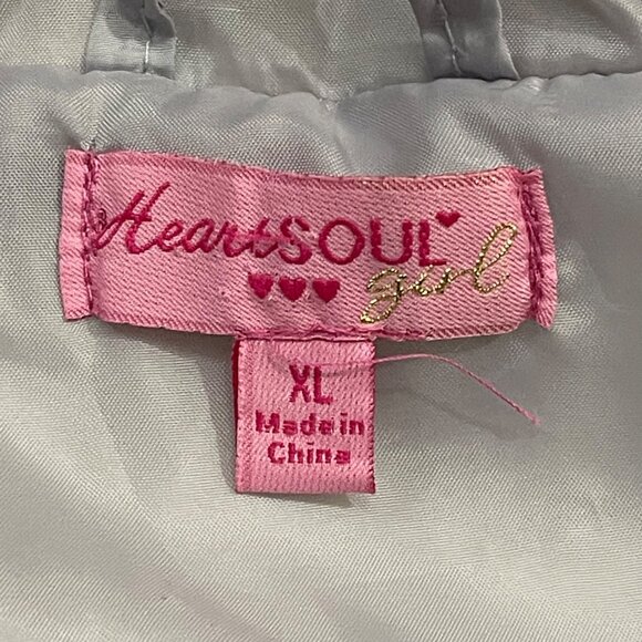HeartSoul Girl Silver Hooded Puffer Vest XL With Sequined Accents Polyester - Picture 6 of 12